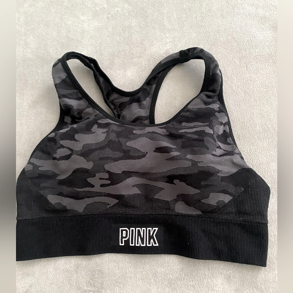 Pink’ lightly lined sports bra